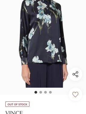 Vince Navy Silk Floral Button-Down Shirt
